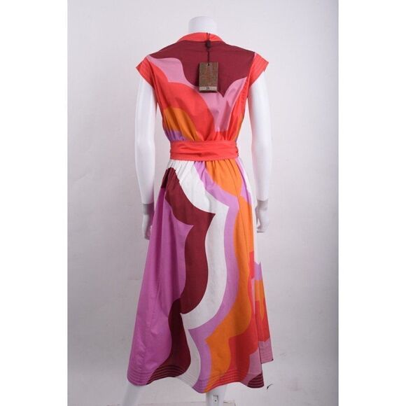 ETRO Milano Women Midi Shirt Dress Multicolor Paisley Wave SZ 38 US 2 Pocket NWT - Picture 5 of 6